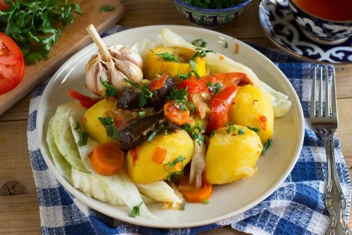 Legumes assados no jantar
