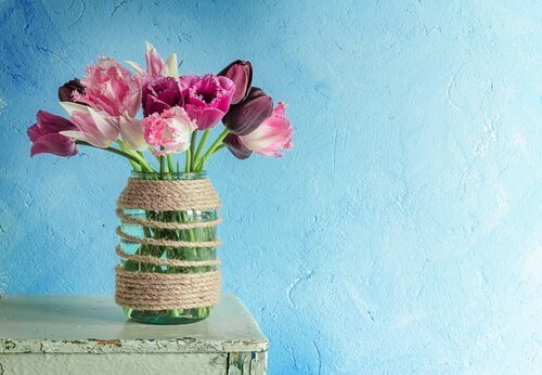 Ideias para reciclar potes de vidro: vaso de flores