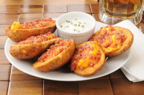 Batatas gratinadas com bacon
