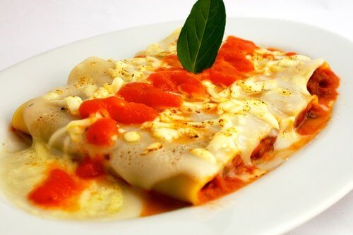 Canelone sem lactose e sem glúten