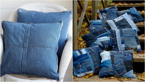 Almofadas com camisas jeans velhas