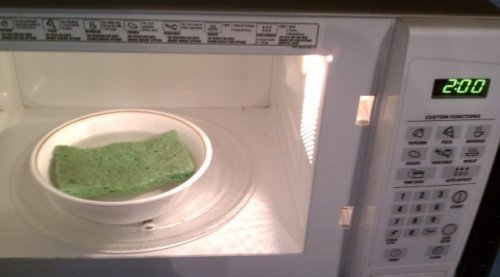 Use o micro-ondas para desinfetar as esponjas de cozinha