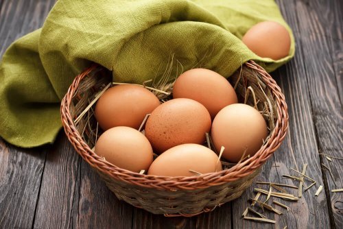 Cesta de ovos para dieta ovovegetariana