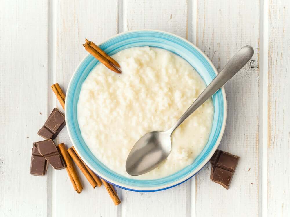 Arroz-doce baixo em calorias