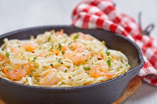 Receita de macarrão com camarões ao limão