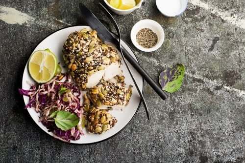 Peito de frango ao molho de sementes de girassol