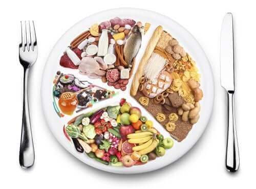Prato com distribuição de alimentos