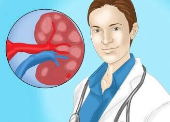 Médico mostrando a acidose renal hiperclorêmica