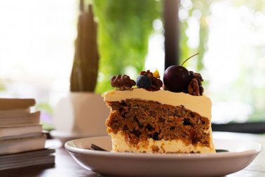 Bolo de café e mirtilo sem açúcar