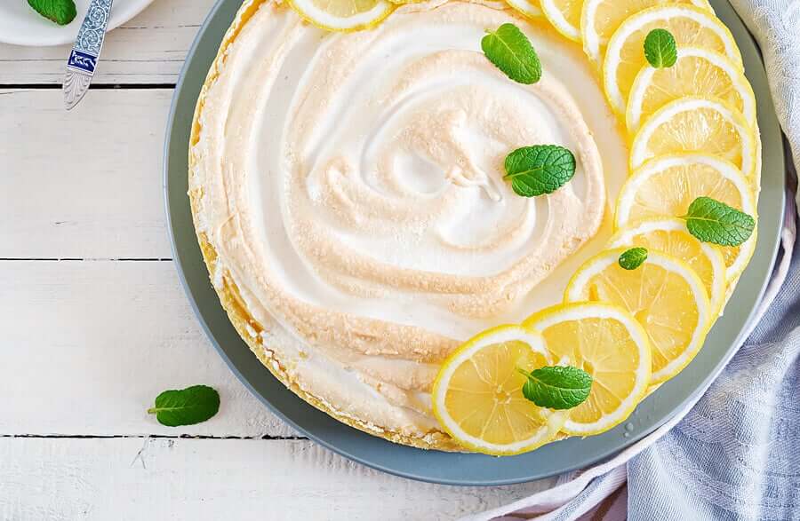 Torta de limão com merengue sem glúten e sem lactose