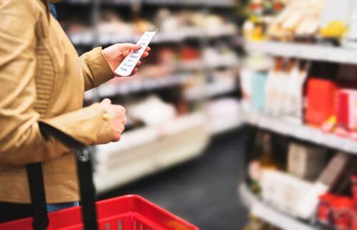 Lista de compras no supermercado