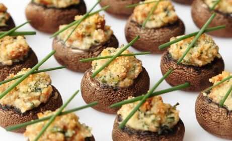 Receita de cogumelos recheados veganos