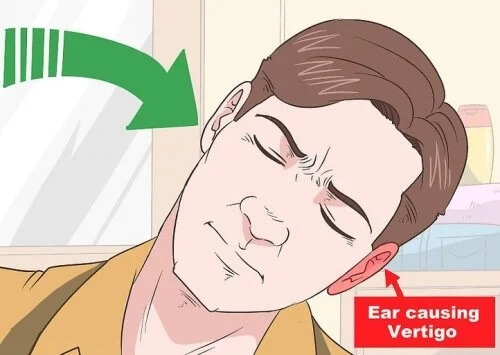 Homem sentindo vertigem