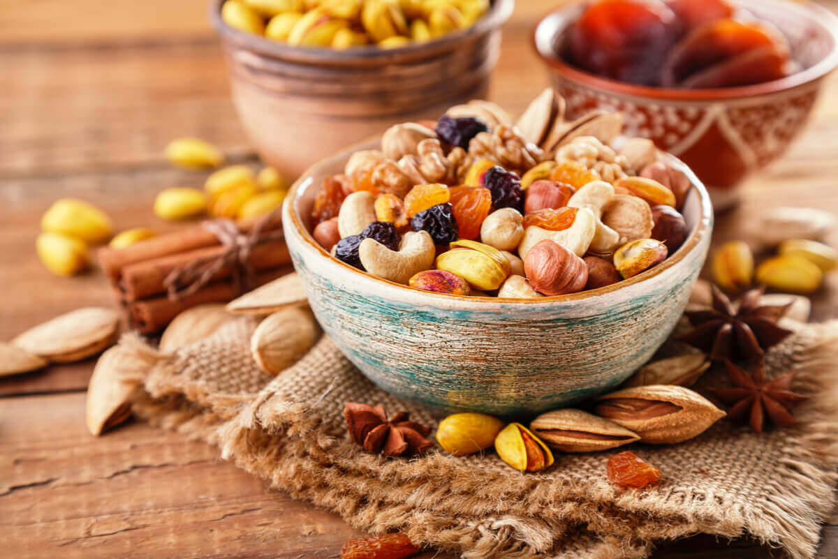 Oleaginosas e frutas cristalizadas