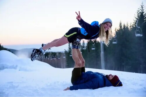 Casal na neve