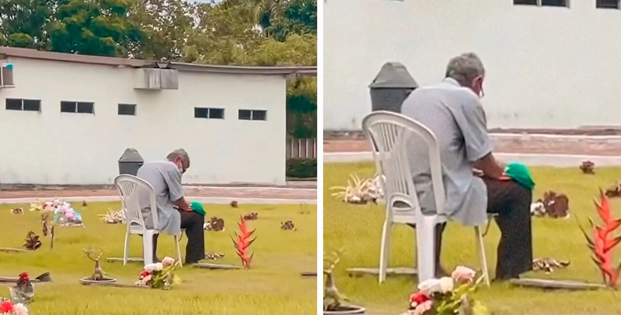 Amor além da vida: vovô visita sua falecida esposa no cemitério por anos