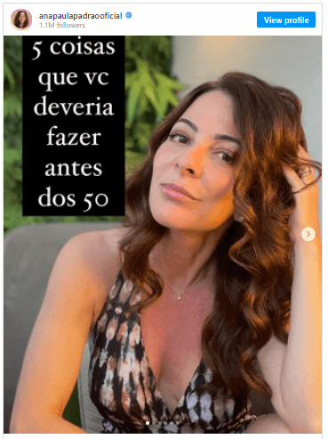 Ana Paula padrão faz lista com 5 coisas para fazer antes dos 50