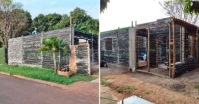 Casal constrói casa própria usando 10 mil garrafas de vidro