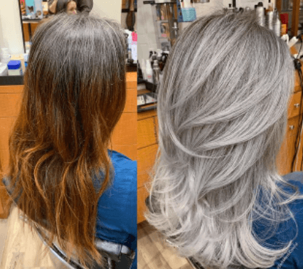 Corte com fios grisalhos.