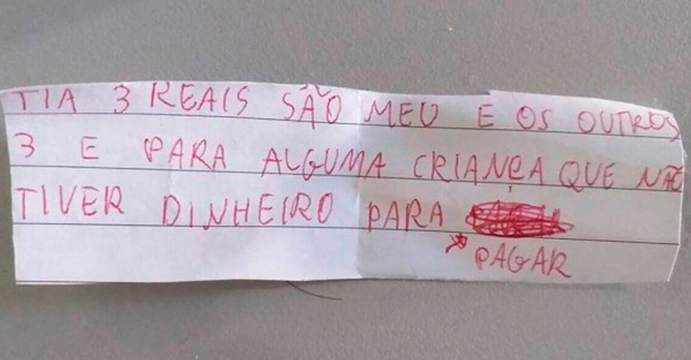 Garotinha dá exemplo de solidariedade e compaixão em bilhete escrito à sua professora