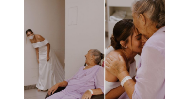 Noiva vai até hospital para pedir bênção à avó doente antes do casamento