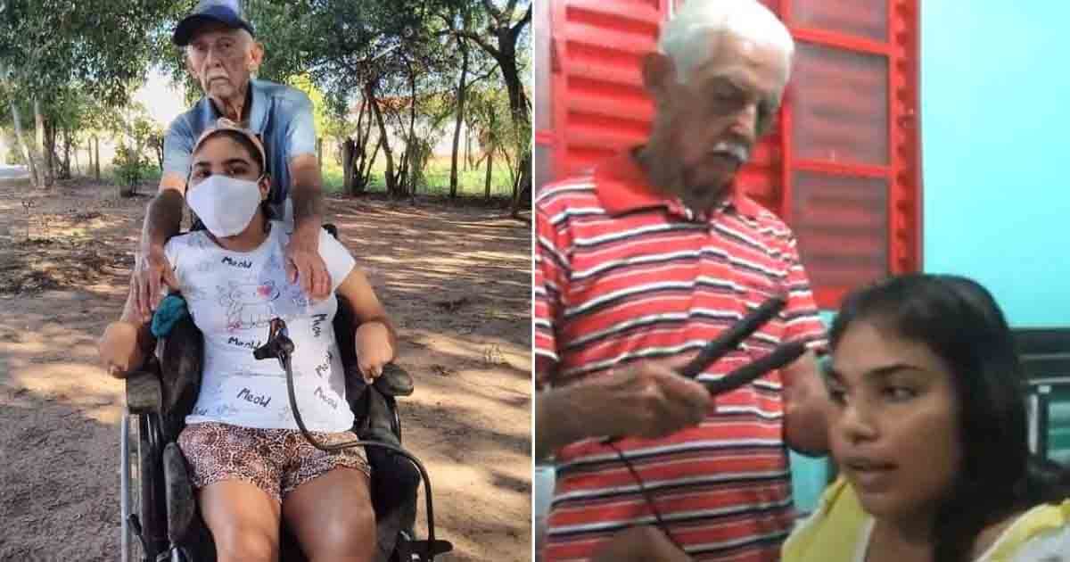 Avô de 84 anos aprende a fazer maquiagem para ajudar a neta com paralisia cerebral a realizar seu sonho