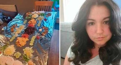 Para não lavar a louça, mãe coloca papel alumínio na mesa e serve comida fora de pratos