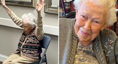 Idosa de 102 anos dá aulas de ginástica em asilo e diz que só vai parar quando “ficar velha”