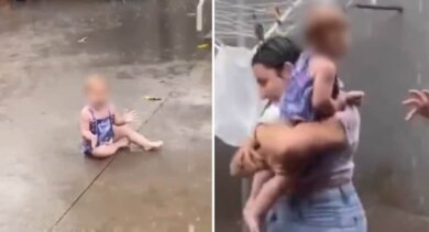 Pais geram revolta ao postar vídeo brincando na chuva com o seu bebê