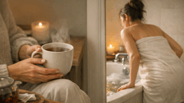 Chá quente ou banho morno: o que ajuda mais a desacelerar no fim do dia