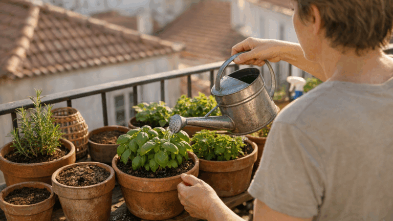 Regar de manhã ou ao fim da tarde: como escolher sem stress nas plantas da varanda