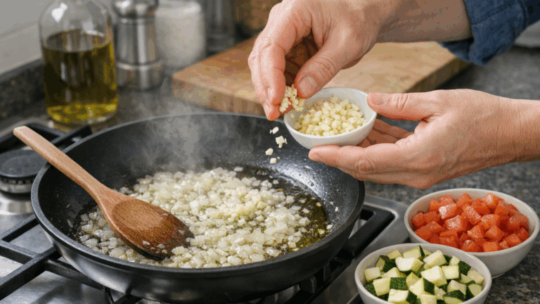 O erro que deixa o alho demasiado forte no refogado e como corrigi-lo sem complicar