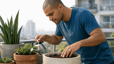 Regar pela manhã ou no fim da tarde: como decidir sem encharcar os vasos da varanda