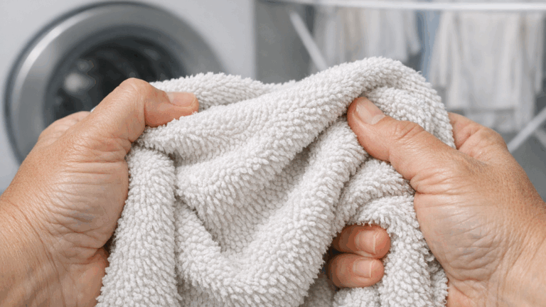 Por que a toalha parece áspera mesmo limpa? O que muda entre secagem, sabão e excesso de amaciante
