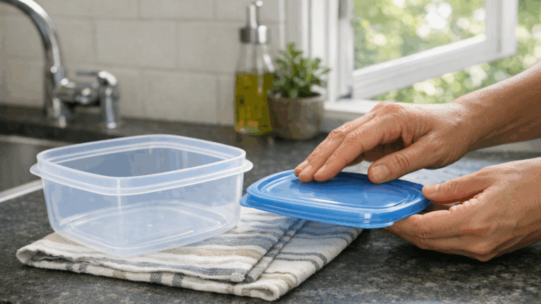 O erro de guardar pote já com cheiro de comida e espalhar o problema no armário