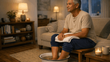 Como usar um escalda-pés morno e uma pausa curta para marcar melhor o fim do dia