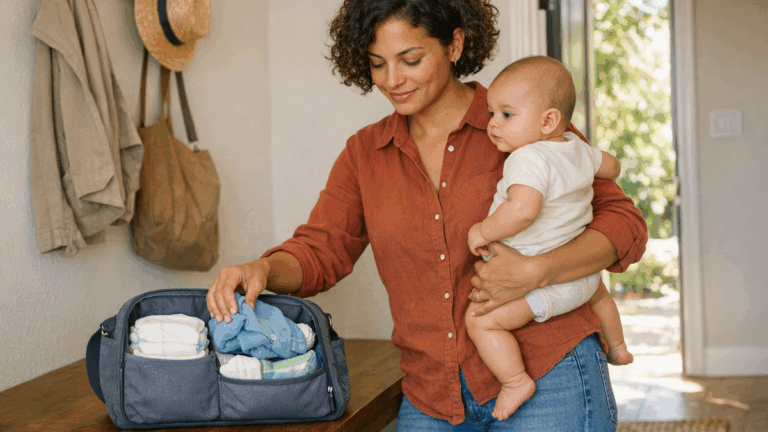 Como preparar uma saída curta com bebê sem transformar a bolsa em mudança completa