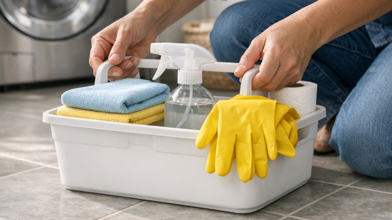 Como montar uma cesta de limpeza rápida para pequenos acidentes sem correr pela casa atrás de cada produto
