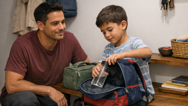 Como deixar a mochila da criança meio pronta na noite anterior sem transformar isso em outra tarefa longa