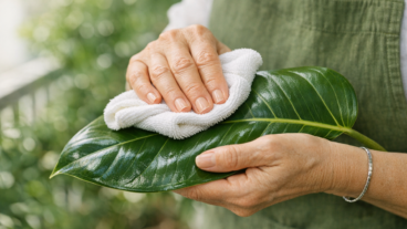 O erro de limpar folhas com qualquer pano úmido e deixar marcas que tiram o viço da planta