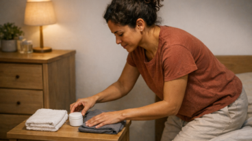 Guia prático para montar um ponto único de cuidado noturno que caiba em dois minutos sem espalhar creme, toalha e roupa pela casa