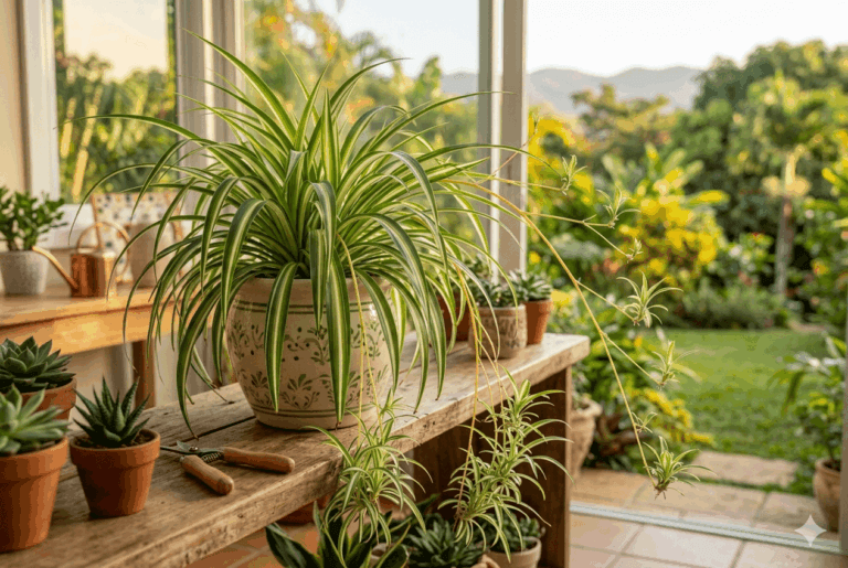 A planta pendente mais elegante e fácil de multiplicar. Suporta a rega irregular como nenhuma outra e decora as alturas com suas folhas arqueadas e elegantes.