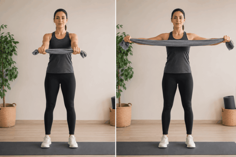 5 exercícios para tonificar os braços e as costas em casa usando apenas uma toalha