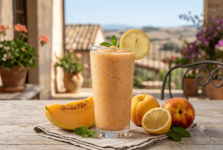 Aproveite as frutas com caroço mais suculentas da estação para criar uma bebida simples, aromática e revigorante.