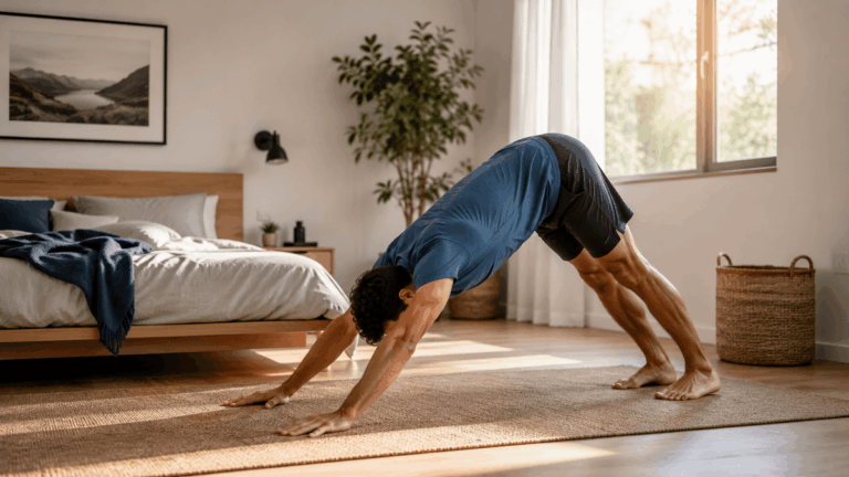 Alongamento ativo ao acordar: movimentos suaves para relaxar as pernas e as costas
