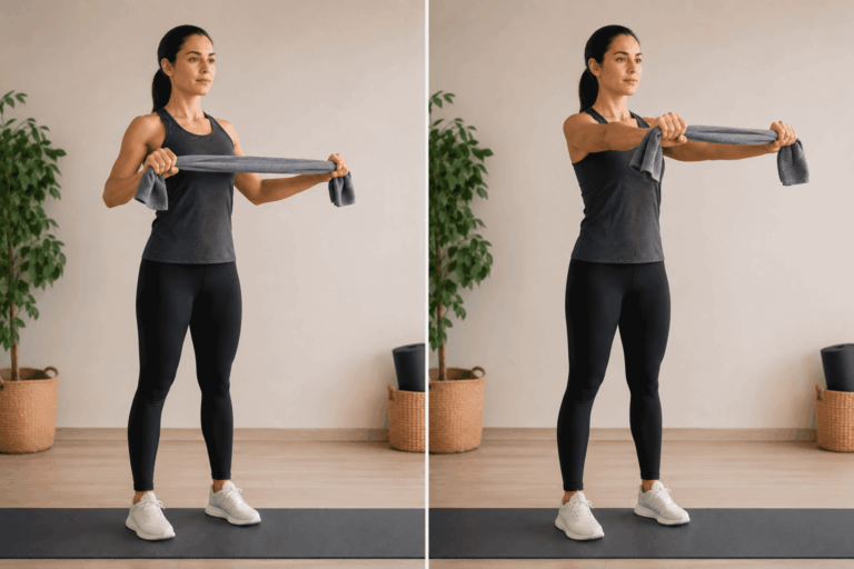 5 exercícios para tonificar os braços e as costas em casa usando apenas uma toalha