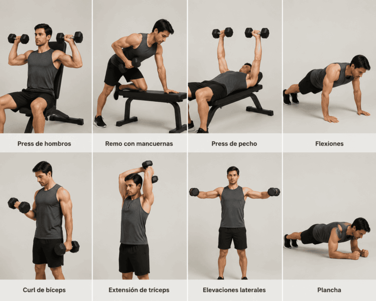 Uma rotina de oito exercícios básicos com halteres para fortalecer braços, ombros, peito e costas em apenas 20 minutos.