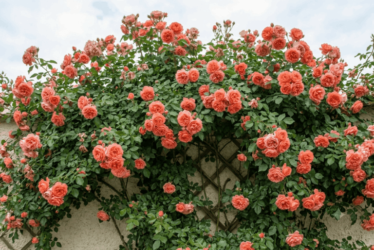 Elegância romântica e floração espetacular em treliça.