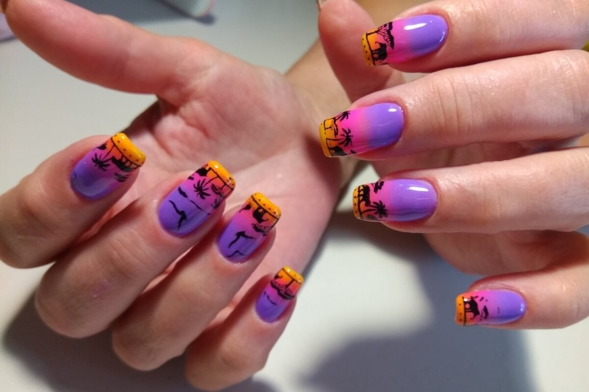 Manicura con tonos del atardecer