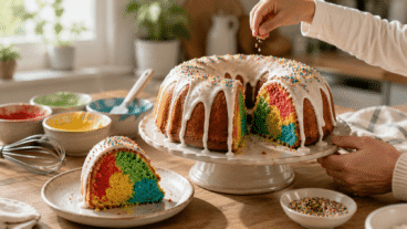 Receita fácil de bolo arco-íris: como fazer com quatro cores, cobertura e granulados